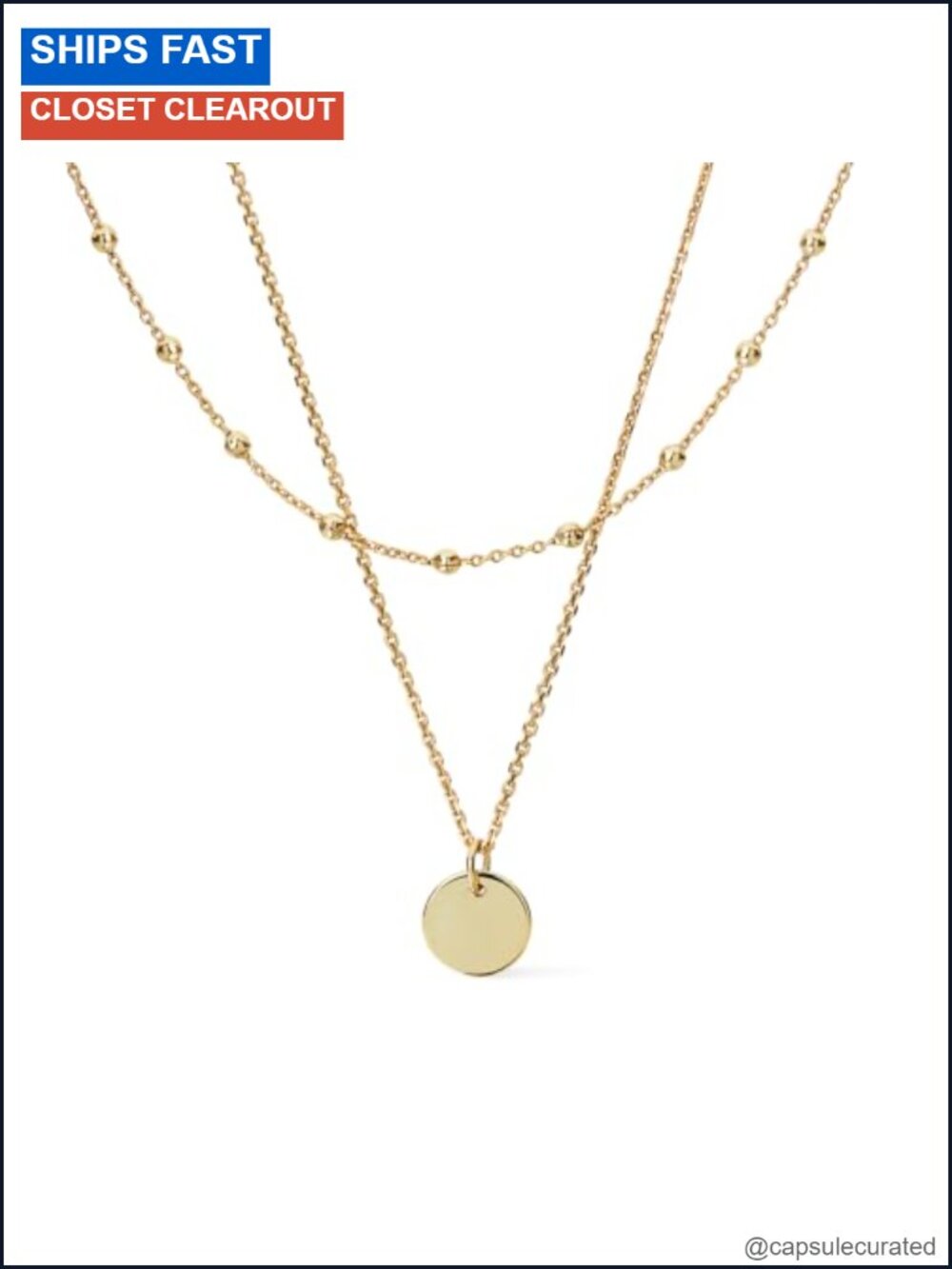 14K Gold Plated Layered Necklace Set Coin Pendant Dainty Charm